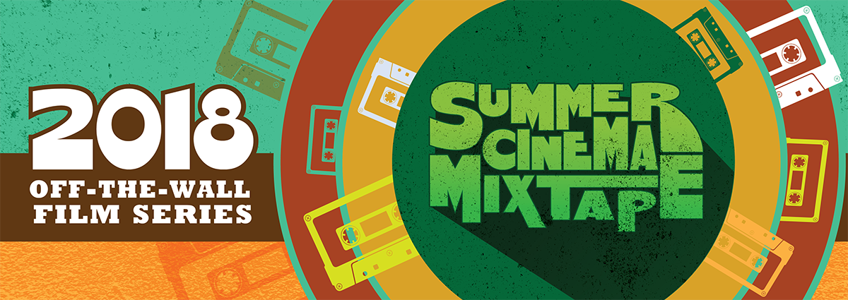 Cassette tapes in cicles on orange and teal background