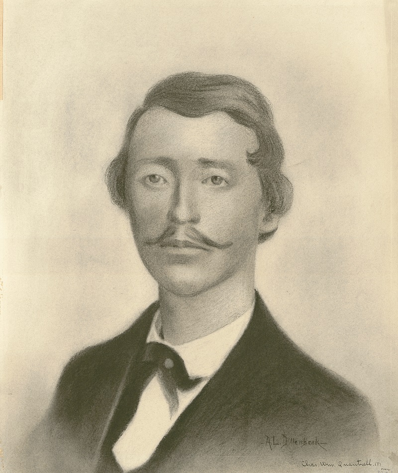 Charcoal drawing of William Clarke Quantrill by A.L. Dillenbeck. Quantrill was fatally wounded
in Kentucky on May 10, 1865, during an ambush by Union forces. Kansas City Public Library