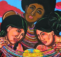 three women in paint