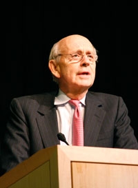 Justice Stephen Breyer talked about how to make democracy work at the Plaza Branch. Justice Stephen Breyer