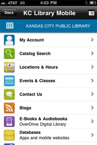 How do you use the KC Library app? KC Library app screen