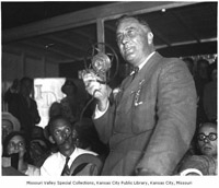 Franklin D. Roosevelt on a 1936 campaign stop in Kansas City. Franklin D. Roosevelt on a 1936 campaign stop in Kansas City.