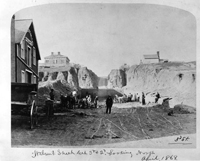 The view north on Walnut from 3rd Street, 1868. The view north on Walnut from 3rd Street, 1868.