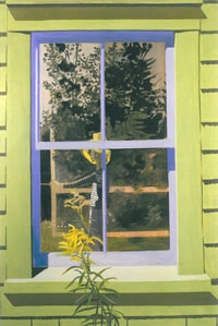 What book will our librarians match with Dodd’s painting <em>Self-Portrait in Green Window</em>? Lois Dodd - Self-Portrait in Green Window (1971)
