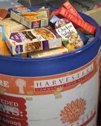 Last week, barrels like this were stocked with Food for Fines.