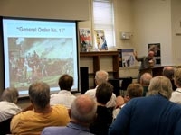 Timothy Westcott lectured on General Order No. 11. (Photo by Amy Morris) Tim Westcott lectures on General Order No. 11
