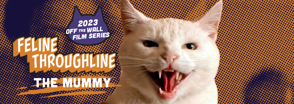 white cat showing teeth on pixelated background