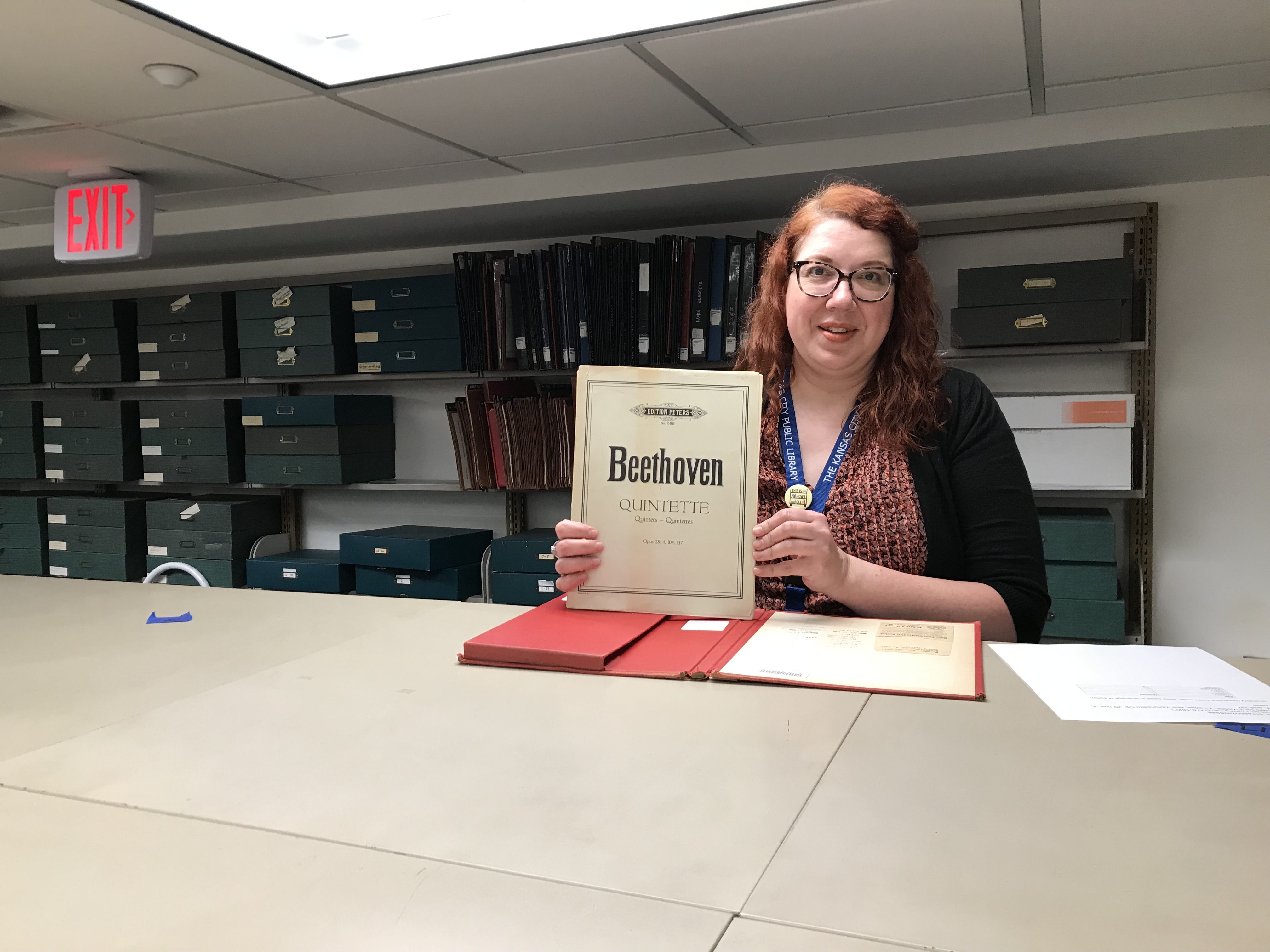 Library staff holds orchestral music