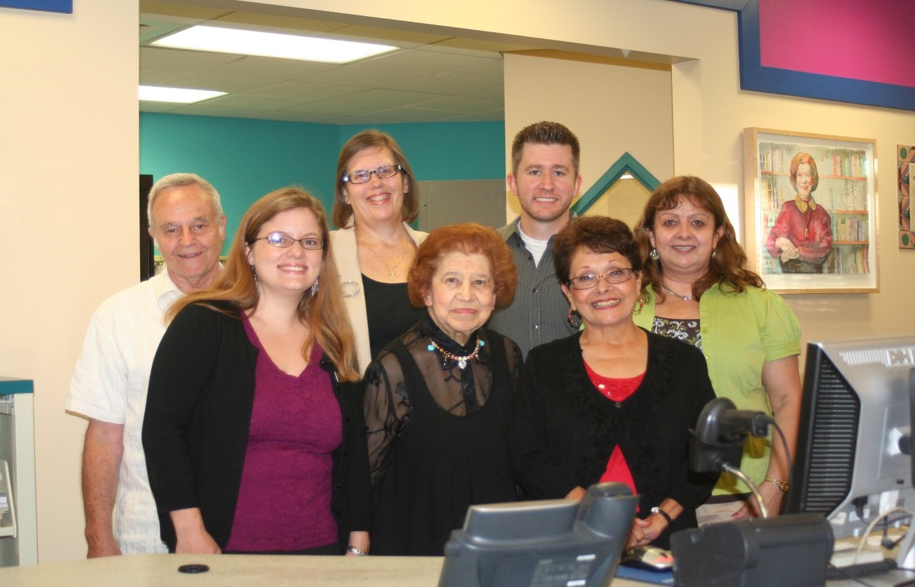 Irene Ruiz with staff of the Ruiz Library, 2011