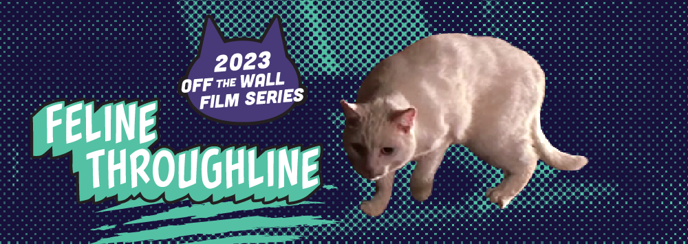 White cat creeping through pixelated background