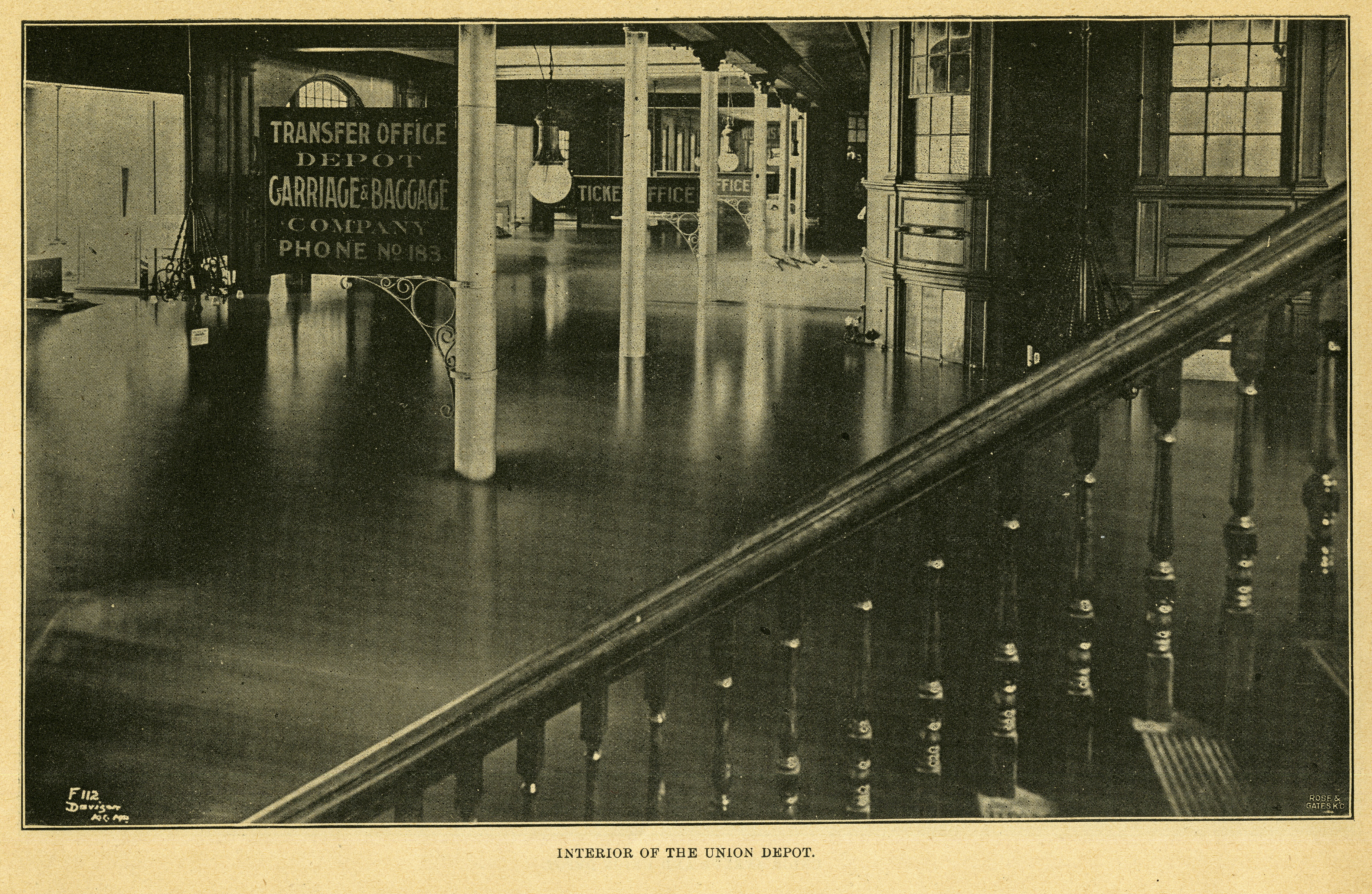 The high-water mark in the depot’s waiting room reached 6 feet 7 inches