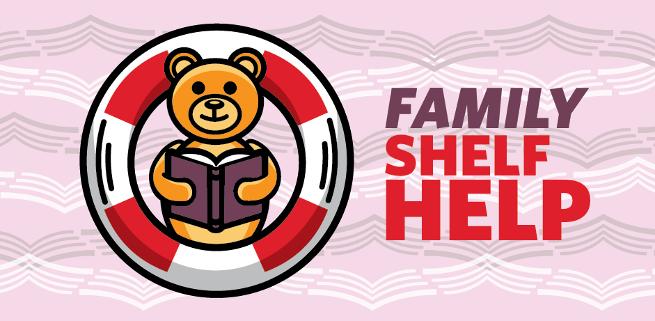 Life preserver around teddy bear reading book on pink background