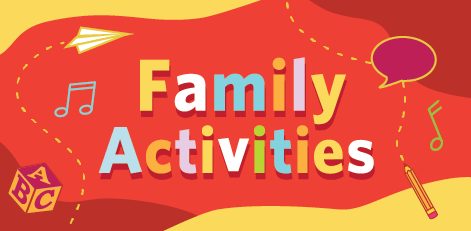 'Family Activities' on red background