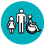 Expand outreach to the community child, person, and wheelchair bound person icon