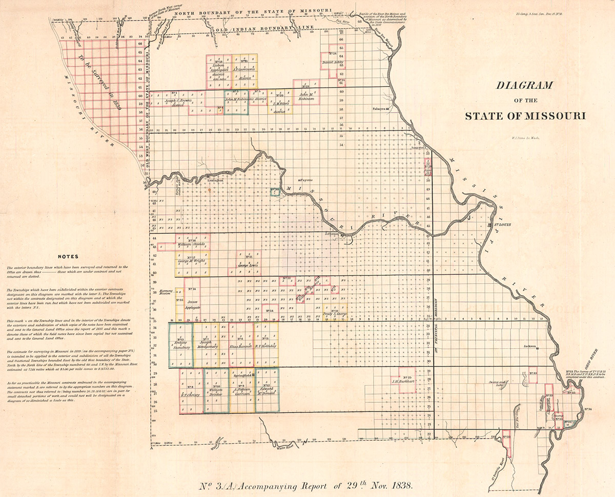 Map showing the Platte Purchase in northwest Missouri, 1838 