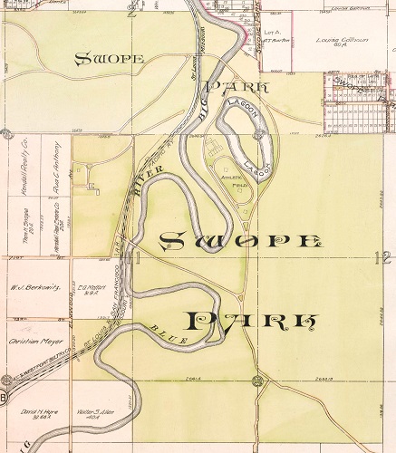 illustration showing the extent of the Swope land donation