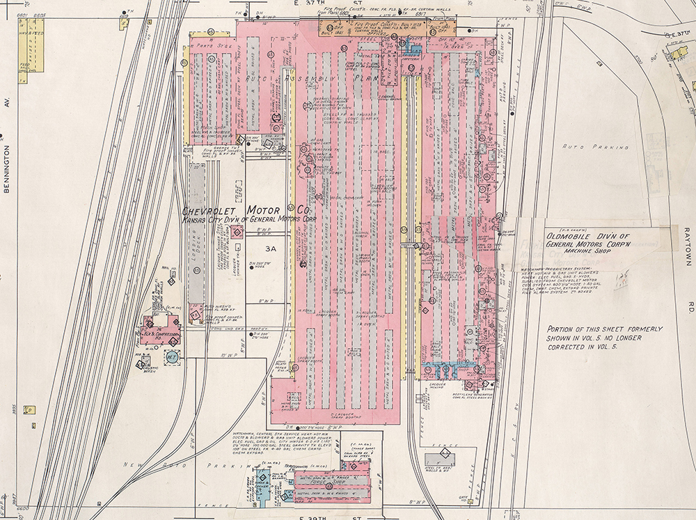 1945 Sanborn Fire Insurance Map showing the Chevrolet Motor Company assembly plant