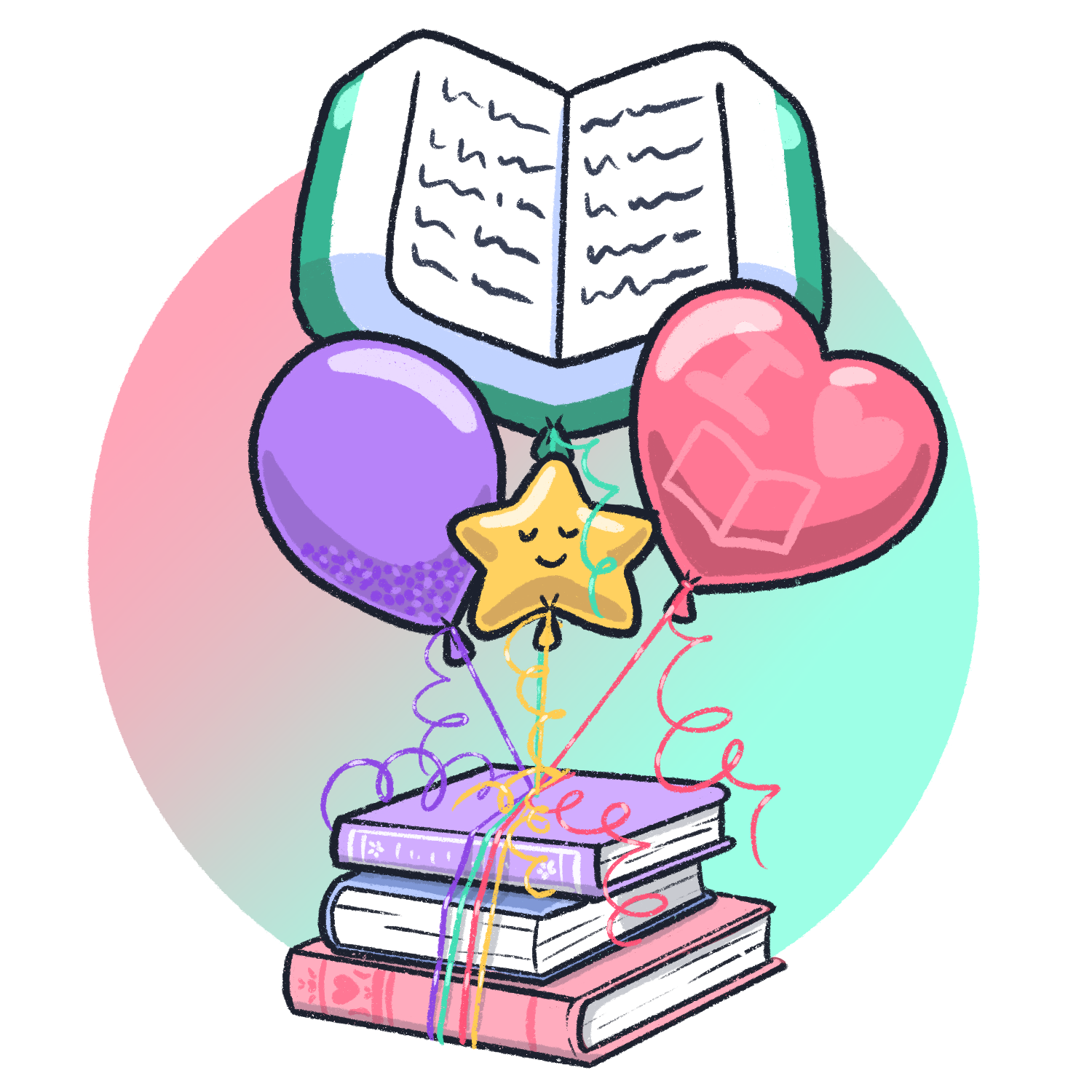 balloons lifting books