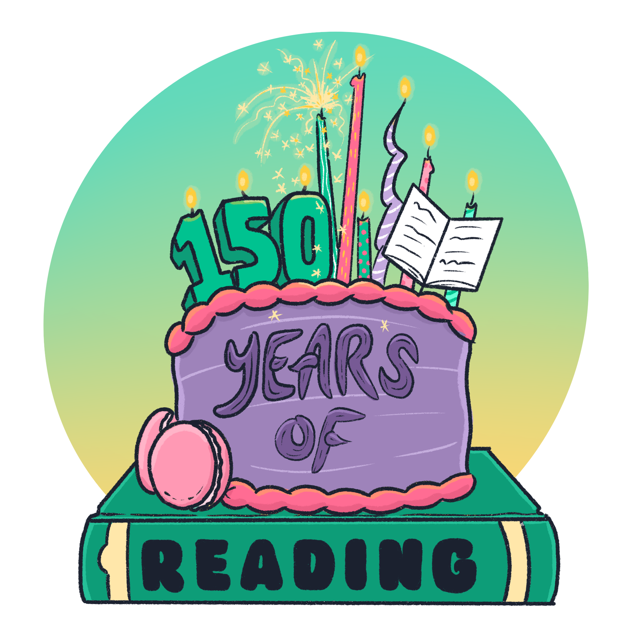 cake with numbers 150 as candles