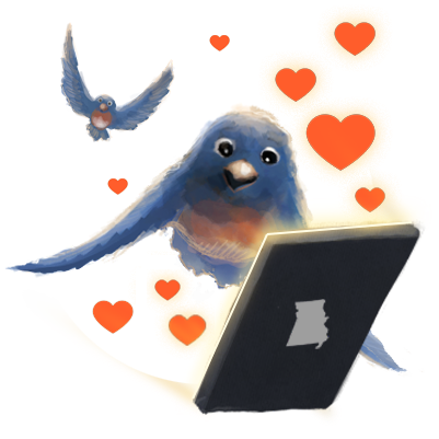 bird flying with tablet