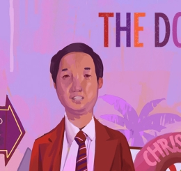 cartoon of man and donut signs