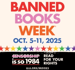 Banned Books Week 2025 in rainbow colors