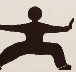 black and white silhouettes in tai chi poses
