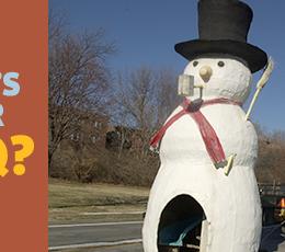 What happened to the snowman that was displayed in Gillham Park?