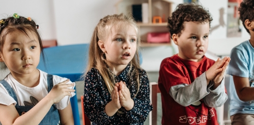 four children in a line